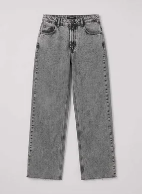 Calça Wide Leg Jeans Cintura Média