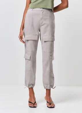 Calça Jogger Cargo Sarja Cinza