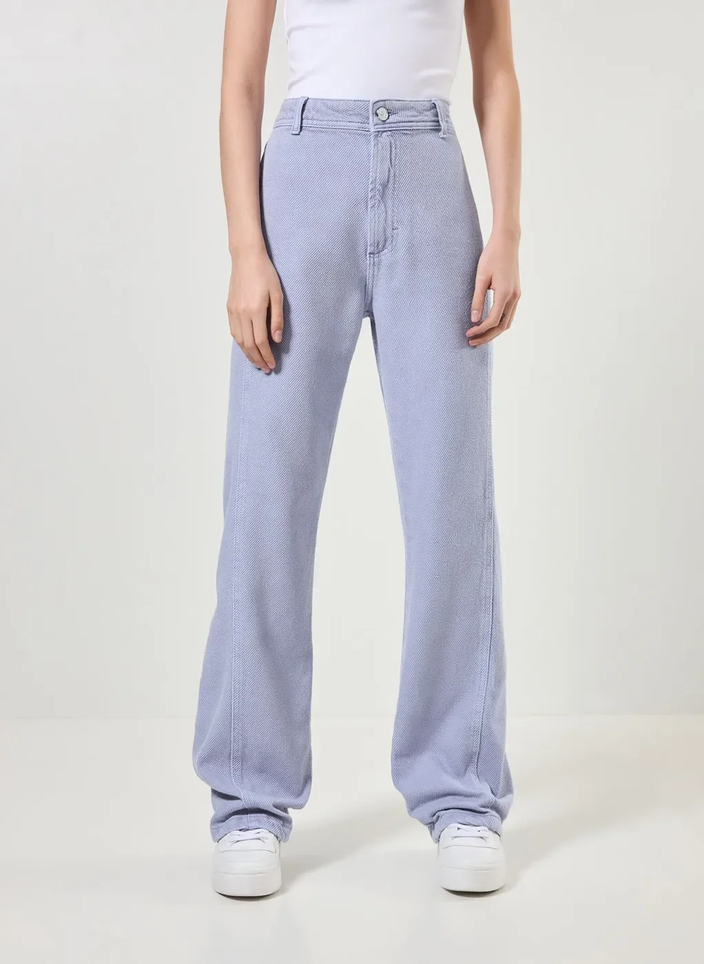 calça wide leg sarja texturizada azulzinha - azulzinho