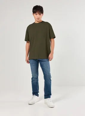 Calça Slim Em Jeans Escuro