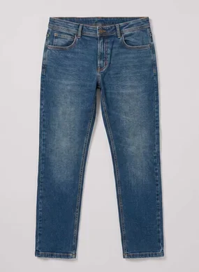 Calça Slim Em Jeans Escuro