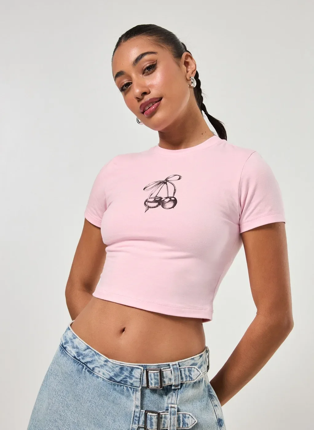 blusa mini tee rosa cerejas - rosa