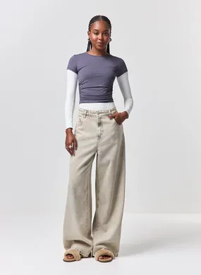 Calça Jeans Super Wide Leg Cintura Baixa