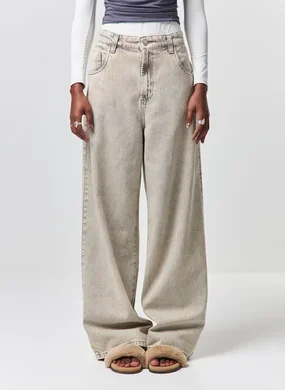 Calça Jeans Super Wide Leg Cintura Baixa