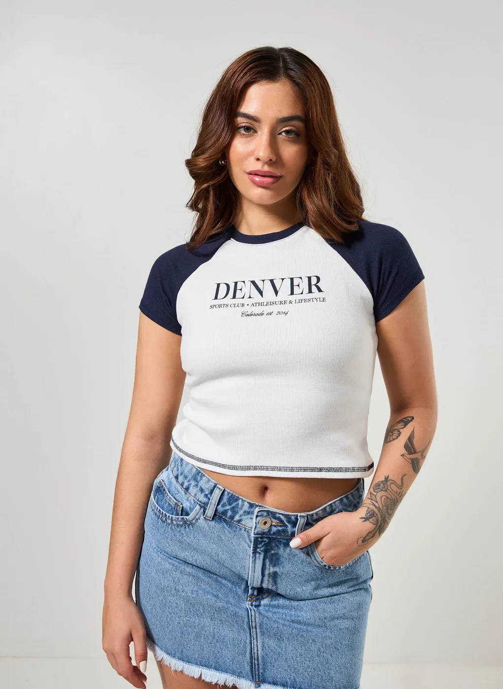 blusa mini tee raglan denver - azul marinho