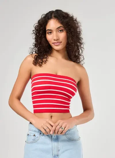 tube top listrado seamless - listrado vermelho