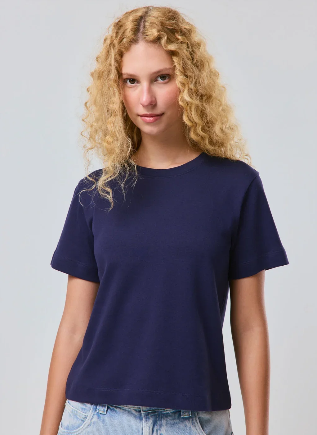 camiseta básica manga curta - azul marinho