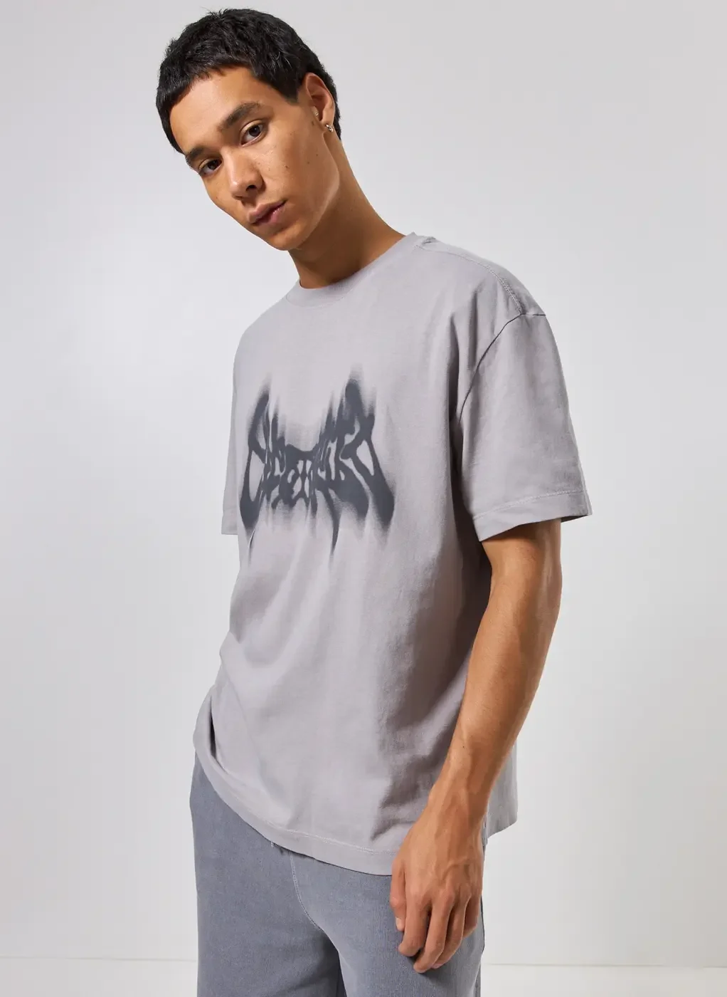 camiseta box cropped em malhão cinza - cinza