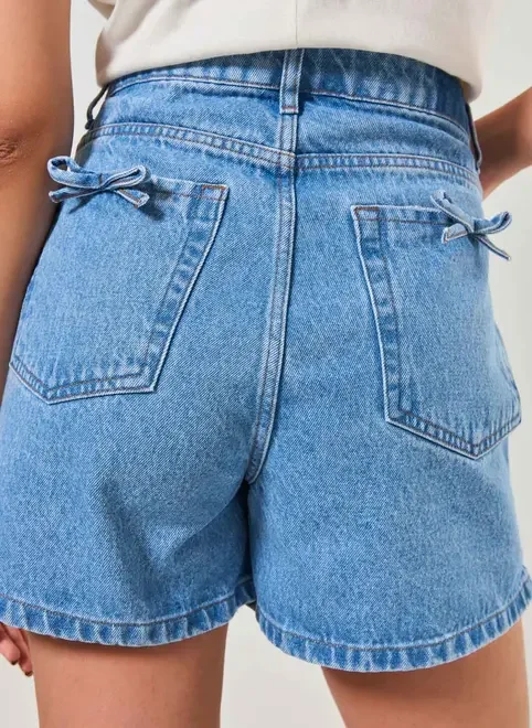 bermuda jeans lacinho - jeans medio