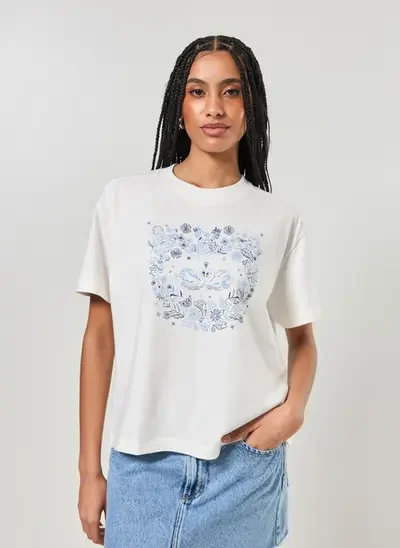 You　804040サイドアクリル camiseta off-white cisne azul - off-white