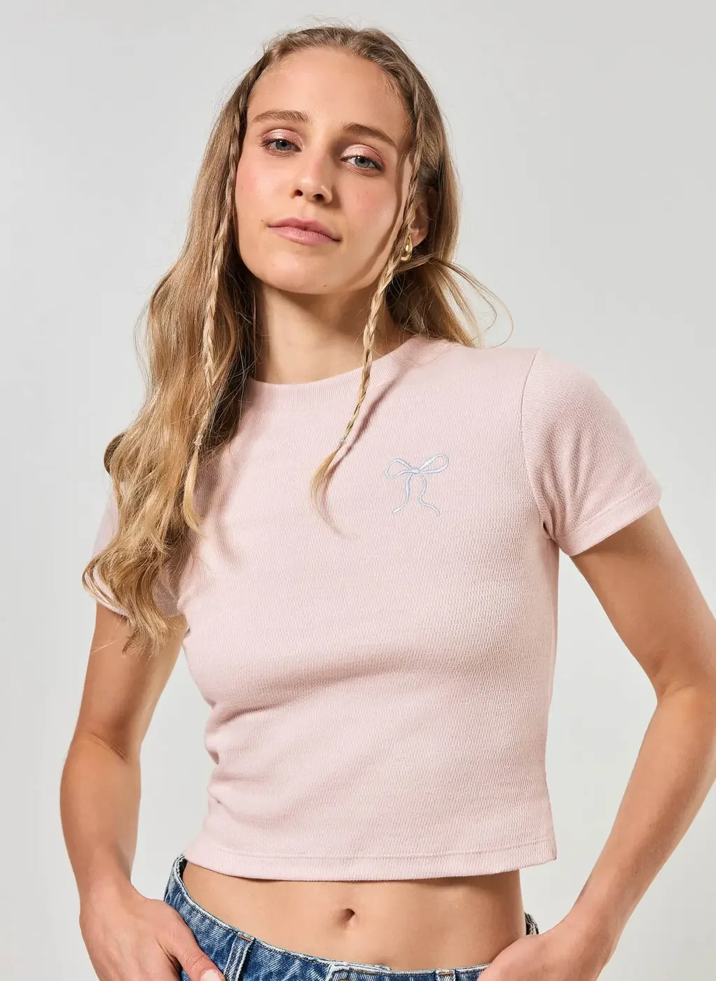 トップス rose blusa rosê lacinho bordado - rose