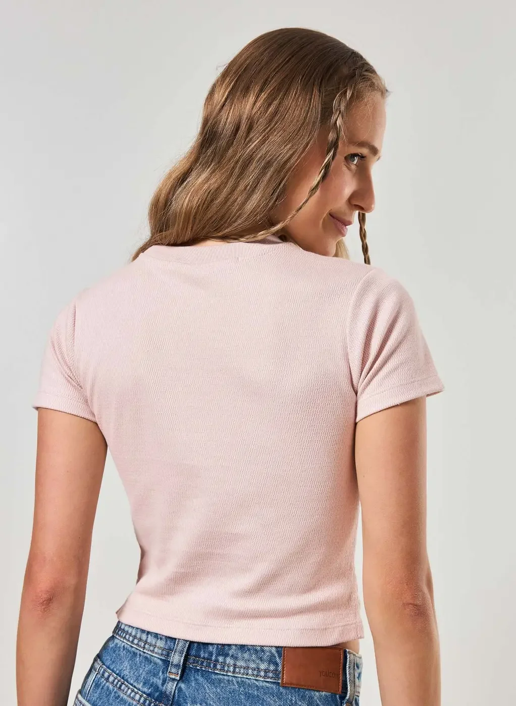 blusa rosê lacinho bordado - rose