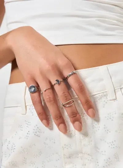 Youcom conjunto 5 anéis estrelas e lua