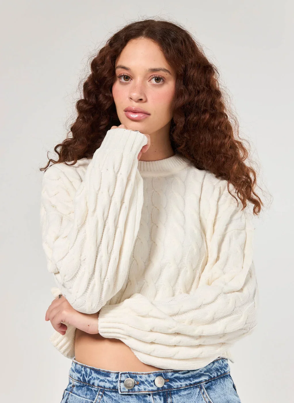 blusa tricô chenille - off-white