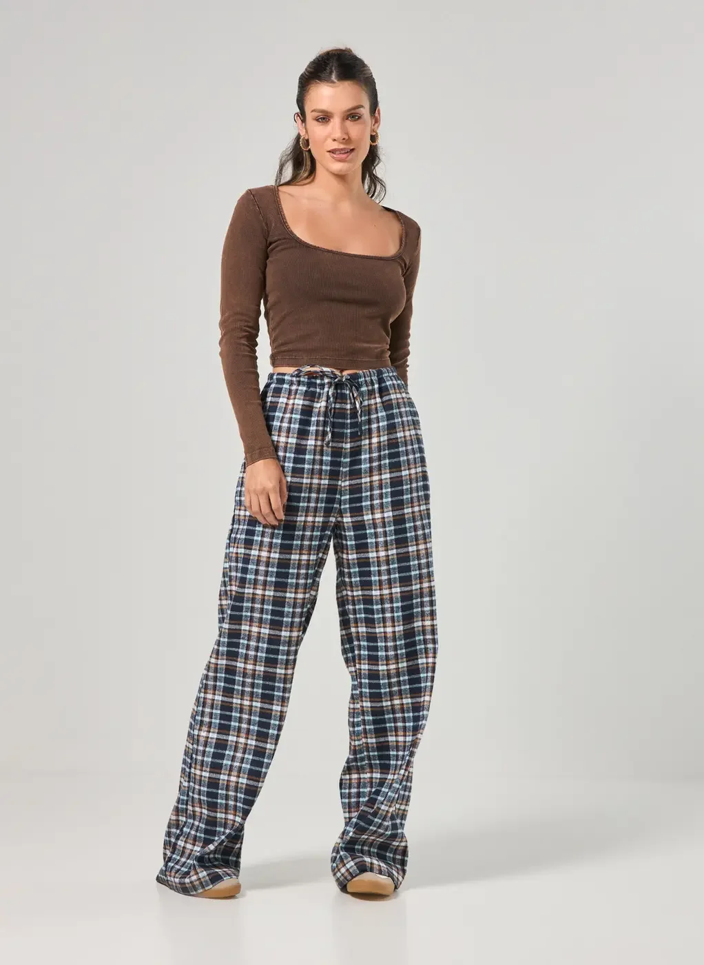 calça xadrez estilo pijama xadrez