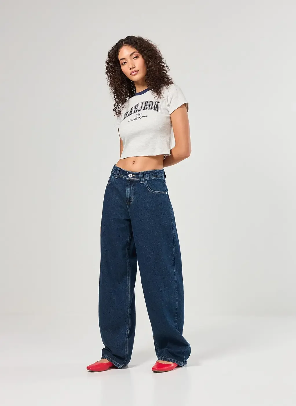 calça jeans cintura baixa baggy jeans escuro