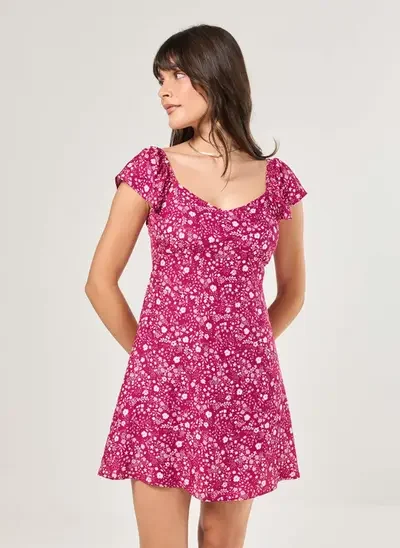 vestido curto estampa mística rosa