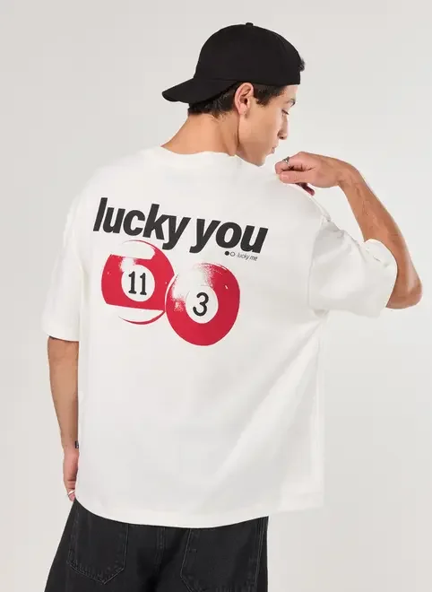 【LUCKY】 camiseta box off-white lucky you - off-white