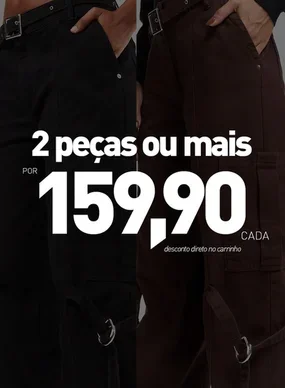 Calça Cargo Preta Cintura Baixa Fivelas
