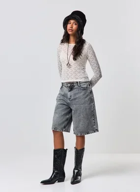 Jorts Baggy Jeans Cinza