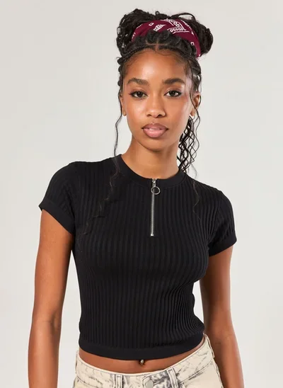 Union Half-Sleeve Top トップス　ブラック abrir menu