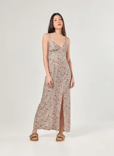 vestido midi estampa florida