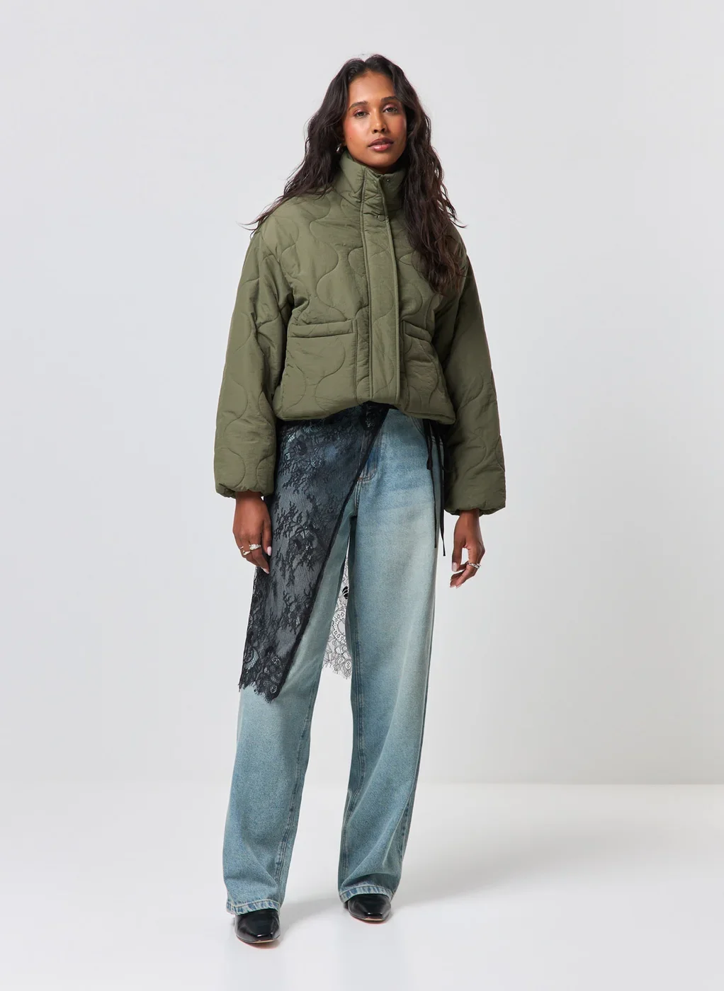 jaqueta bomber oversized verde - verde militar