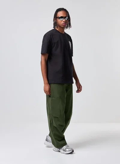 CTHY TECHWOOL BAGGY SARROUEL SLACKS カーキ calça sarja parachute cargo - verde