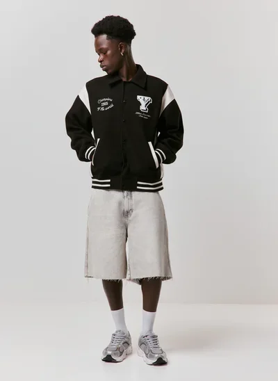 jorts jeans cinza super baggy - jeans cinza