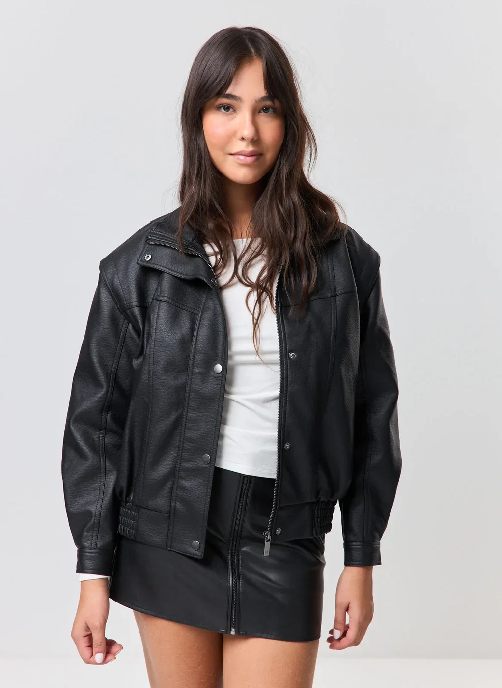 jaqueta poliuretano super oversized - preto