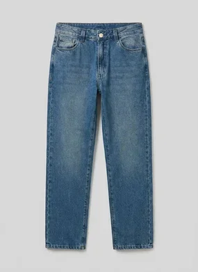 Calça Jeans Reta Em Jeans Circular