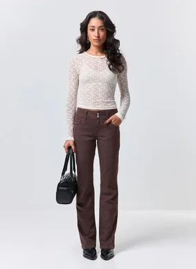 Calça Bootcut Sarja Marrom