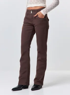 Calça Bootcut Sarja Marrom