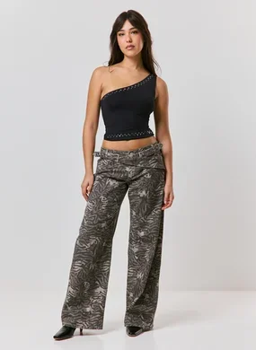 Calça Fit Boy Cintura Baixa Animal Print