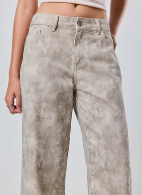 Calça Cintura Baixa Com Strass