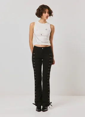 Calça Bootcut Com Amarração Lateral