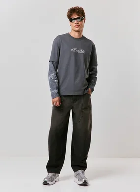 Calça Jeans Barrel Recortes