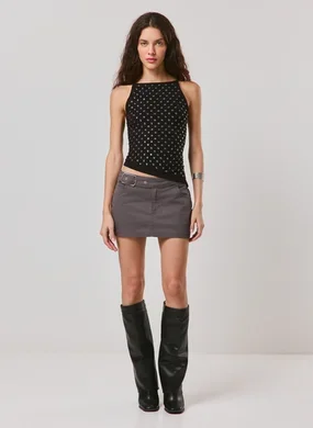 Saia Short Em Sarja Com Fivela