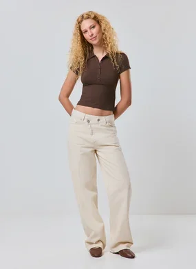 Calça Wide Leg Cintura Média