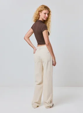 Calça Wide Leg Cintura Média