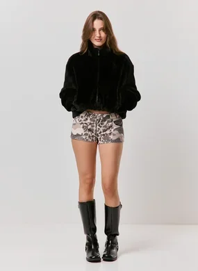 Micro Short Cintura Baixa Animal Print
