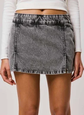 Saia Jeans Cintura Baixa Reta