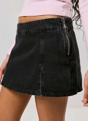 Saia Jeans Cintura Baixa Reta