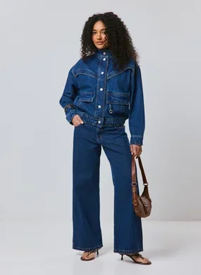 Calça Jeans Wide Leg Denim Escuro