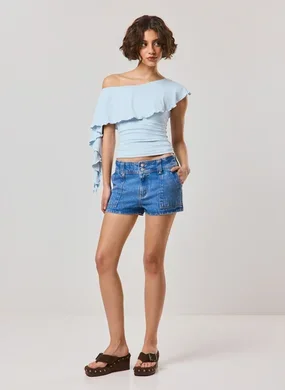 Short Jeans Cintura Baixa Utilitário