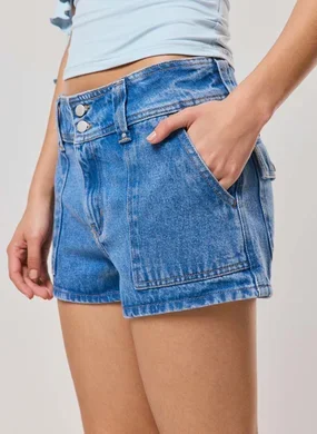 Short Jeans Cintura Baixa Utilitário