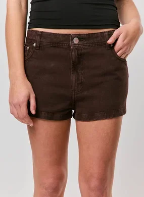 Short Sarja Marrom Cintura Baixa