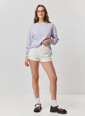 Short Em Sarja Off-White Veludo Cotelê