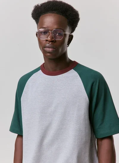soor ploom／essential Raglan Mock Tee 2y camiseta comfort raglan colorblock - cinza mescla