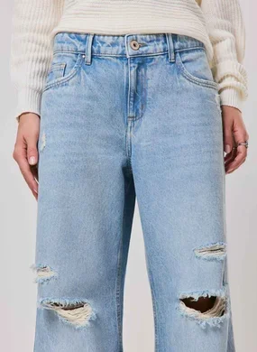 Calça Jeans Cintura Baixa Destroyed